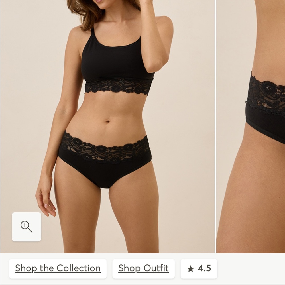 Pact Organic Lace Waist Briefs NWT Pack of 6